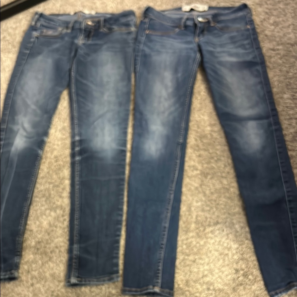 Hollister Blue Skinny Jeans with Distressed Look Size W24-L29 2Pair